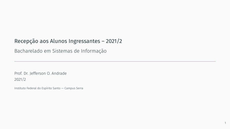 Recepção ao Alunos Ingressantes o BSI em 2021/2
